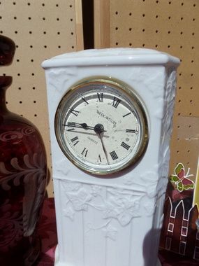 CERAMIC WEDGEWOOD CLOCK, CRANBERRY GLASS, SIGNED VASE AND MORE