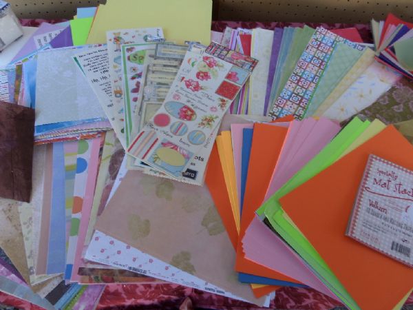 SCRAPBOOKING  LOADS OF PAPER  12 X 12 PAPER/CARDSTOCK, AND OTHER SIZES, STICKERS