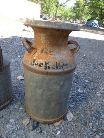 VINTAGE GALVANIZED MILK CANS AND WATER COOLER