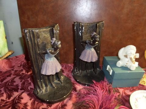 VINTAGE BALLERINA BOOKENDS, BONE CHINA, VASES AND MORE