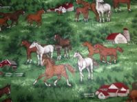 FABRIC - HORSES, FIELD, AND BARN PRINT COTTON