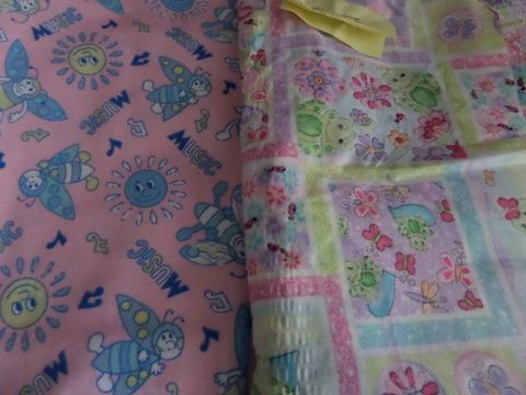 FABRIC - PINK BUMBLE BEE FLANNEL, FROGGY COTTON PRINT