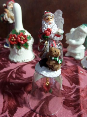 HOLIDAY BELLS, LENOX, SILVER PLATED SANTA BELL AND MANY MORE