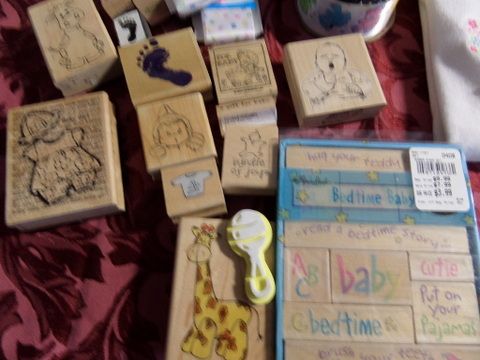 OH BABY!  THIS LOT IS FOR YOU!  MOM'S BRAG BOOK, PAPER, STAMPS, CUP, PLUSH TOY AND MORE