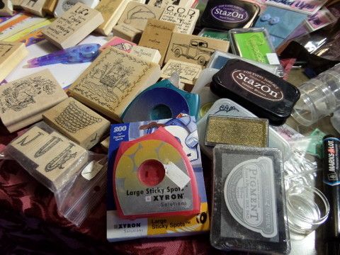 SCRAPBOOKING - RUBBER STAMPS, TAPE, INK PADS, PAPER  - CRAZY HUGE LOT