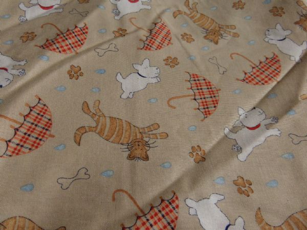 FABRIC - PUPPY DOGS AND CATS COTTON PRINT
