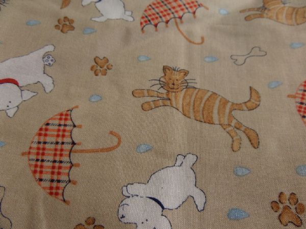 FABRIC - PUPPY DOGS AND CATS COTTON PRINT