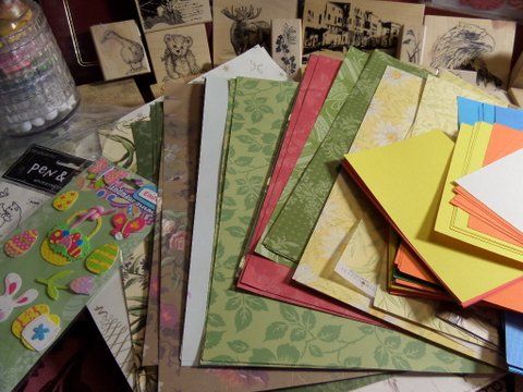 SCRAPBOOKING - 100 PLUS RUBBER STAMPS, PAPER/CARDSTOCK, CHALK STACK AND MORE