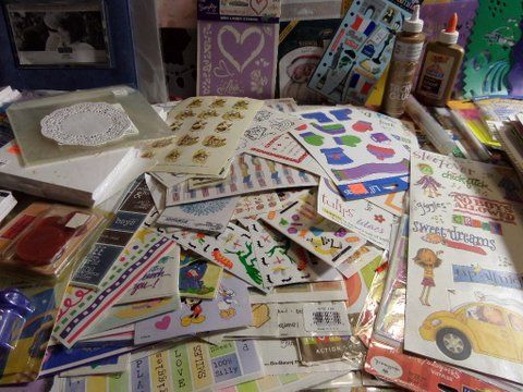 SCRAPBOOKIING - STENCILS, STICKERS   LOTS OF THEM, PAPER, TAPE RUNNER