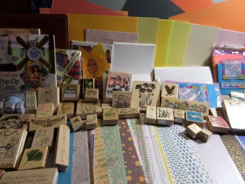 SCRAPBOOKING - IDEA BOOKS, PAPER, CARDSTOCK, AND LOTS OF STAMPS OVER 60