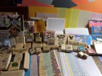 SCRAPBOOKING - IDEA BOOKS, PAPER, CARDSTOCK, AND LOTS OF STAMPS OVER 60