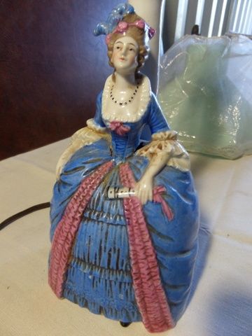 ANTIQUE VICTORIAN LADY LAMP AND SHADE  OWNED BY SELLER'S GRANDMOTHER