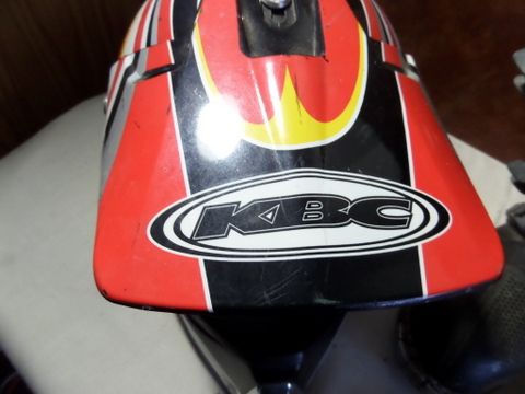 KBC MOTORCYCLE HELMET, BOOTS AND GOGGLES