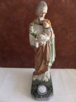 VERY OLD STATUE OF JOSEPH WITH CHILD , CERTAINLY VINTAGE, POSSIBLY ANTIQUE
