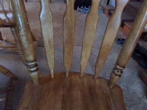 SIX BEAUTIFUL WOOD CHAIRS WITH CARVED BACK