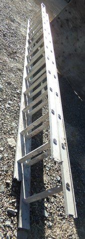 ALUMINUM 24' FOOT EXTENSION LADDER AND WOODEN STEP LADDER