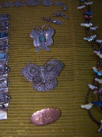 VINTAGE  SILVER JEWELRY AND COPPER PIN
