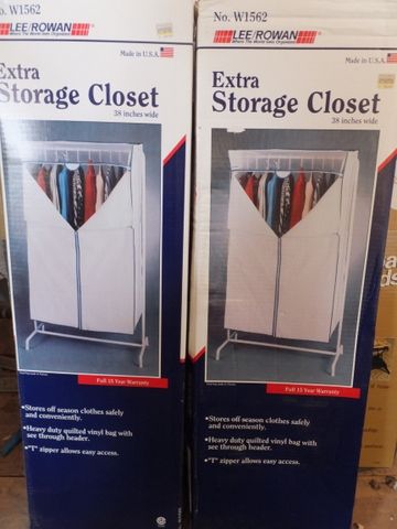 TWO PORTABLE EXTRA STORAGE CLOSETS IN BOXES