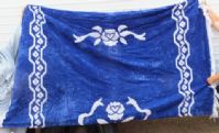 VINTAGE ROYAL BLUE AND WHITE CHENILLE BEDSPREAD