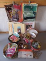 VINTAGE SEWING AND CRAFT ITEMS, BUTTON COLLECTION, SEQUINS, BEADS AND MORE