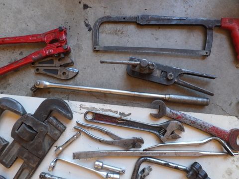TOOLS - PIPE WRENCHES, SCREW DRIVERS, VICE-GRIPS, PLUS MORE