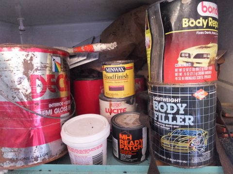 GREAT SUPPLY OF PAINT - ENAMELS AND OTHERS STORED IN PINK FRIDGE