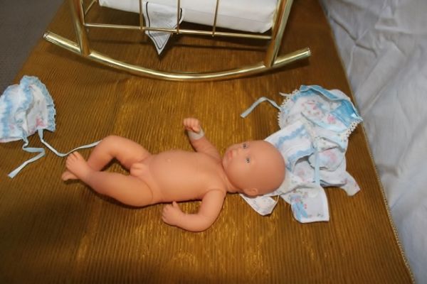 Italian New Born Baby BOY Doll and Crib