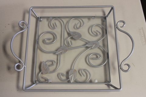 SLATE TABLE FOUNTAIN - METAL FRAMED GLASS TRAY