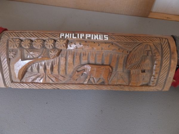 VINTAGE CARVED WATER BUFFALO HORNS FROM THE PHILLIPINES