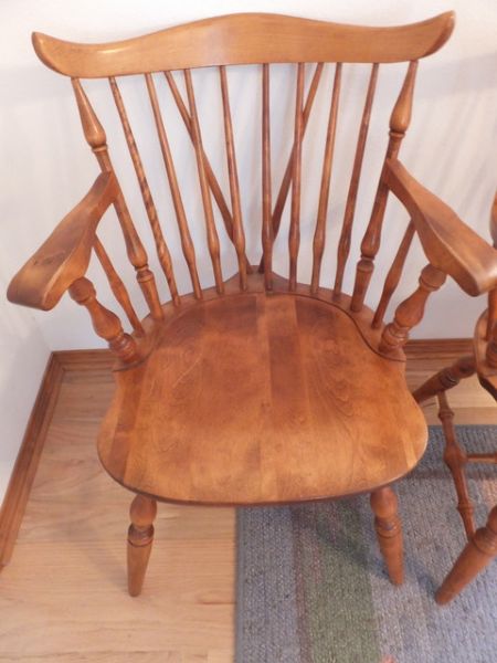 TWO SOLID WOOD MAPLE CAPTAIN'S CHAIRS