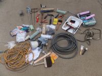 LOADS OF PAINT SUPPLIES - WAGNER POWER SPRAYER, AIR HOSE, POWER STIRRERS PADDLES . . .