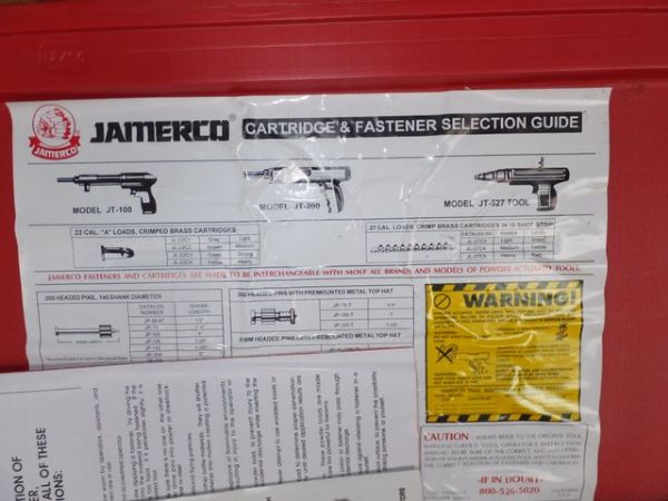 JAMERCO POWDER ACTUATED (HILTI-TYPE) GUN WITH POWDER LOADS & FASTENERS