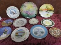 VINTAGE COLLECTIBLE CHINA PLATES WITH HANGERS AND 3 STANDS
