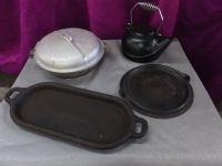 VINTAGE COOKWARE - CAST IRON AND HAMMERED ALUMINUM GUARDIAN WARE