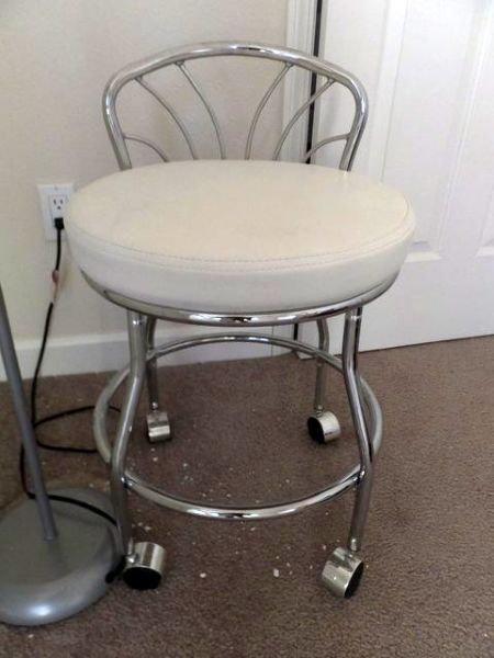 CHROME WITH LEATHER SEAT STOOL AND FLOOR LAMPS