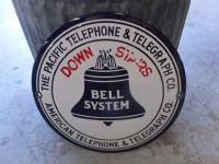 GALVANIZED  COVERED BUCKET & BELL SYSTEM ENAMEL SIGN