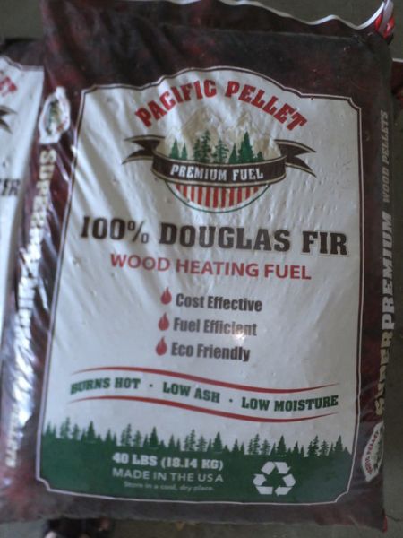 TEN  40 LBS BAGS OF PACIFIC PELLETS FOR PELLET STOVE
