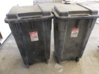 TWO 50 GALLON RUBBERMAID GARBAGE CANS