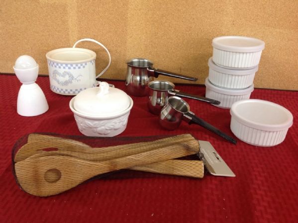 SOUFFLE DISHES, SAUCE WARMERS, POT POURRIE CROCK, BAMBOO UTENSILS & MORE