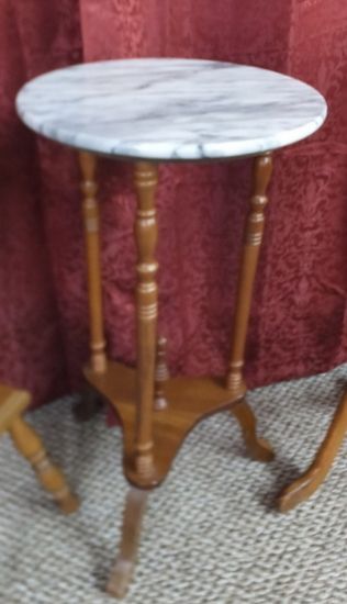 TWO CANDLESTAND TABLES & A PLANT STAND