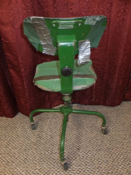 VINTAGE GREEN METAL OFFICE CHAIR FRAME-NEEDS NEW UPHOLSTERY