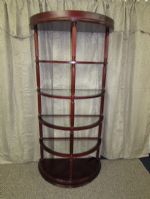 HALF ROUND WOOD SHELVING UNIT WITH GLASS SHELVES 