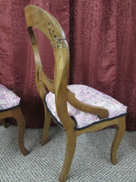 TWO ANTIQUE VICTORIAN PERIOD BALOON DINING CHAIRS