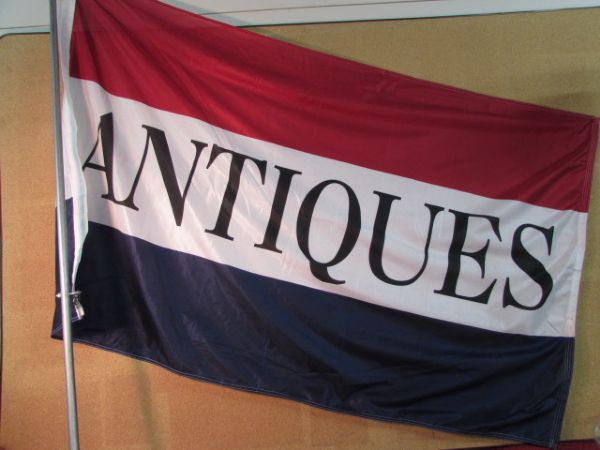ANTIQUES POLYESTER FLAG AND POLE