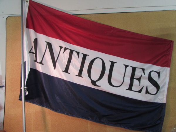 ANTIQUES POLYESTER FLAG AND POLE