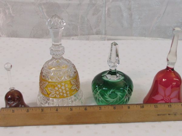 FOUR CRYSTAL OR GLASS BELLS