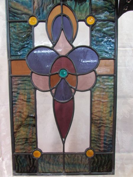 HANGING  LEADED STAINED GLASS  - BEAUTIFUL COLORS