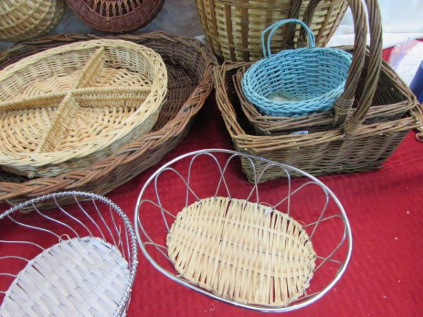 HUGE LOT OF BASKETS OF MANY TYPES