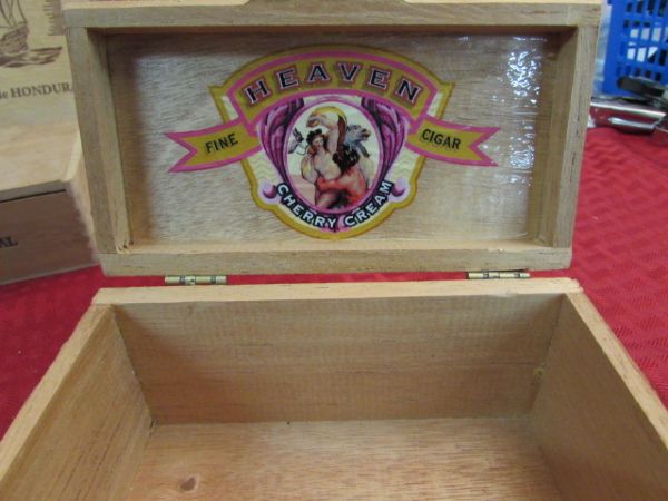 VINTAGE CIGAR & WOOD BOXES  (9)