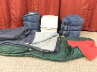 FOUR SLEEPING BAGS & A PORTABLE POTTY FOR RVS & BOATS